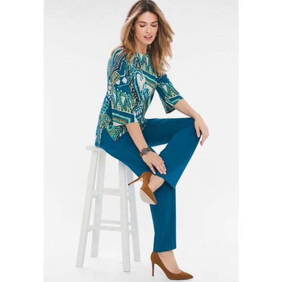 NWT Chico's Travelers Tunic Top Paisley Geometric 3/4 Sleeve - Picture 15 of 15